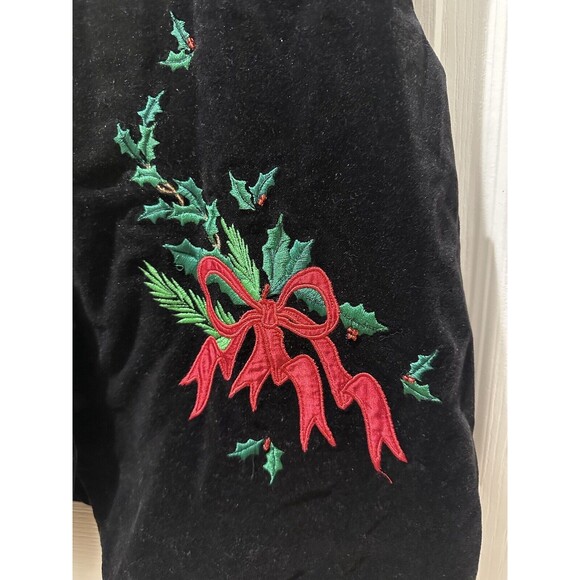 Vintage Karen Scott Vest Women's Large Black Christmas Velvet Button Vest Snow - Picture 9 of 9
